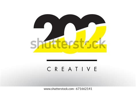 202 Black Yellow Number Logo Design Stock Vector Royalty Free