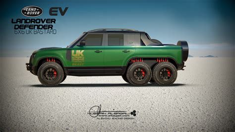 Land Rover Defender Envisioned As A Fully Electric 6x6 Monster Pickup