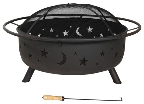 Sunnydaze 42 Fire Pit Steel Cosmic Design With Spark Screen And