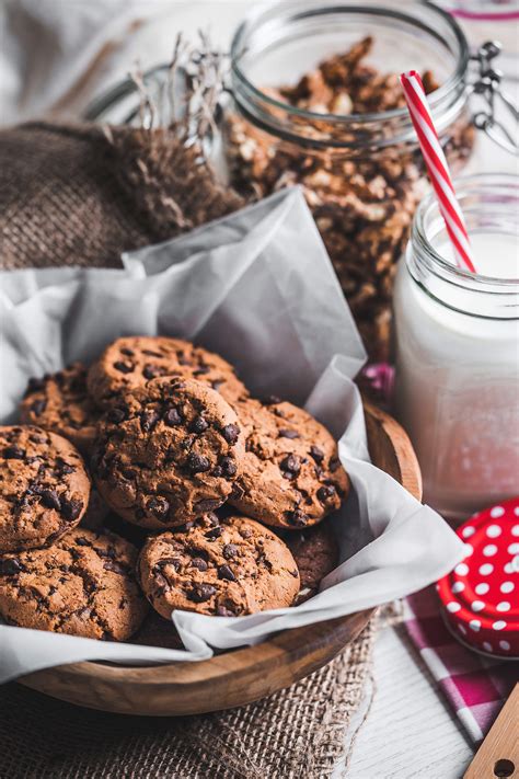 Chocolate Cookies with Milk Vertical Free Stock Photo | picjumbo