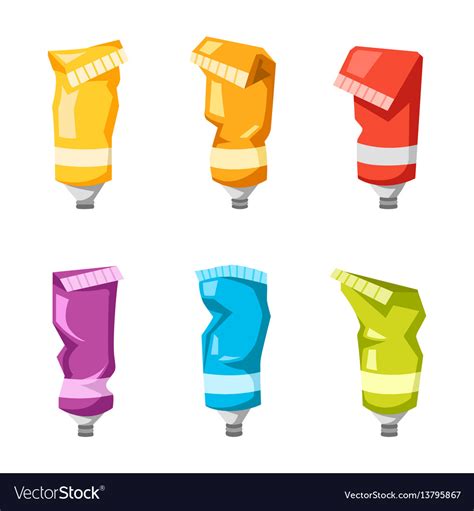 Set Of Colorful Paint Tubes Royalty Free Vector Image