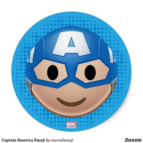 Captain America Emoji Classic Round Sticker In 2021