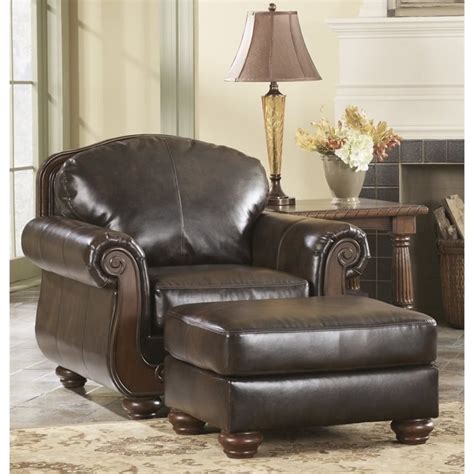 High side armchairs are ideal for those who prefer a very supportive. Ashley Barcelona Faux Leather Accent Chair and Ottoman in ...