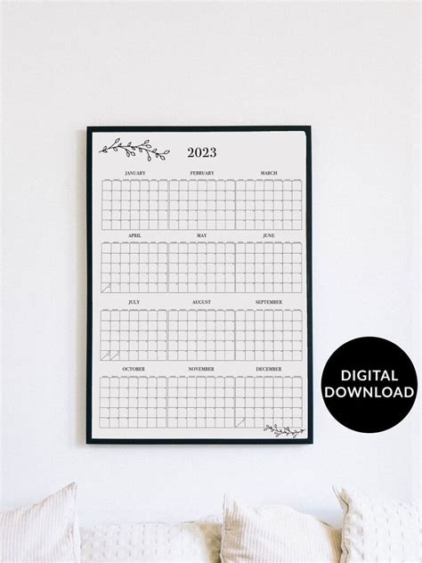 2023 Large Wall Calendar Year At A Glance Wall Planner Etsy Large