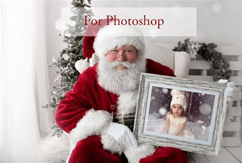 Santa Photoshop Template And Png Holding Landscape Frame Etsy
