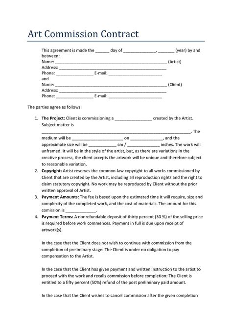 Art Commission Contract Template