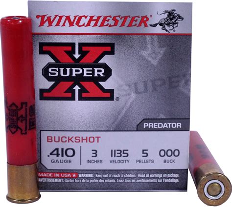 winchester ammunition super x 410 gauge 3 buckshot 5 pellets 5 round box xb413 68073