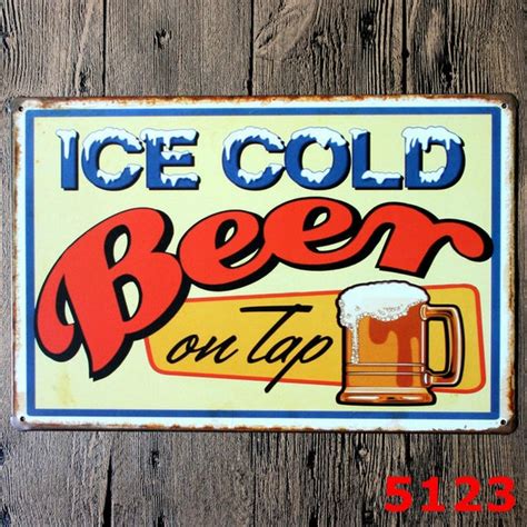 Buy Drink Ice Cold Beer Vintage Tin Signs Man Cave Bar