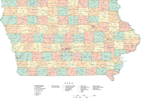 State Map Of Iowa In Adobe Illustrator Vector Format Detailed