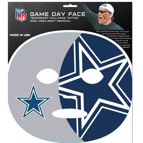 Nfl Dallas Cowboys Game Face Temporary Tattoo Dallas Cowboys Game