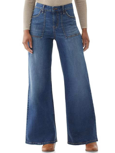 Scoop Scoop Women S Utility Wide Leg Jeans Walmart Com Walmart Com