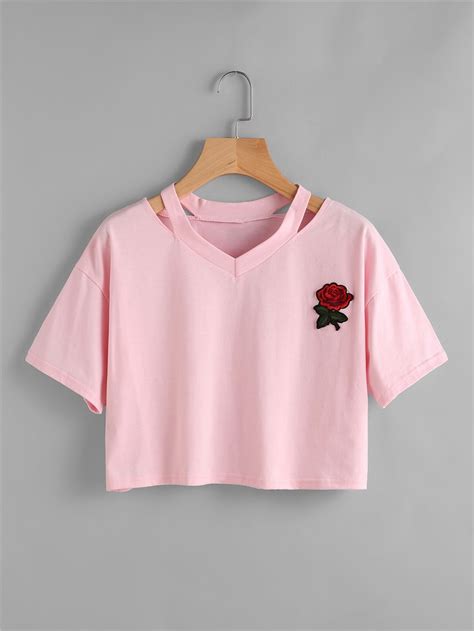 Halife women's off the shoulder tops summer casual short sleeve t shirts. Fashion Summer Kawaii Embroidery Rose T Shirts Women Short ...