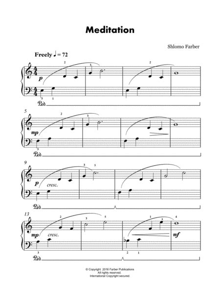 Meditation Sheet Music Shlomo Farber Easy Piano
