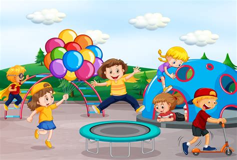 Children Playing At Playground 362028 Vector Art At Vecteezy
