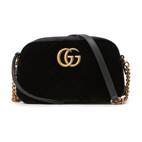 Gucci Gg Marmont Velvet Camera Bag In Black Lyst
