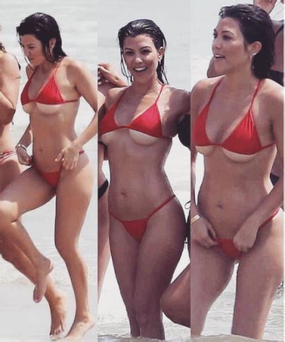 Kourtney Kardashian Shows Off Massive Underboobs In Tiny Bikini While In Mexico