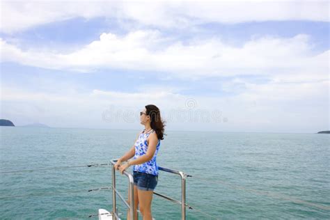 Portrait Woman On Yacht Stock Photo Image Of Rear Beauty 207799072