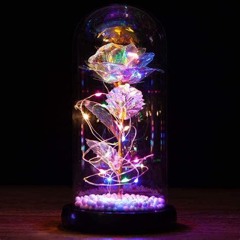 Sprif Galaxy Rose Flowers Forever Enchanted Rose With Colorful Led