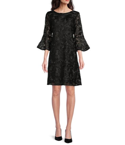 Caroline Rose Bella Soiree Embroidered Mesh Lace 34 Bell Sleeve Shift