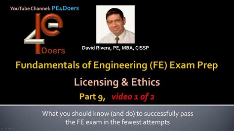 This can be less, more than, or exactly half of the allotted time frame. FE EXAM PREP Part 9, Video 1, The PROFESSIONAL PRACTICE ...