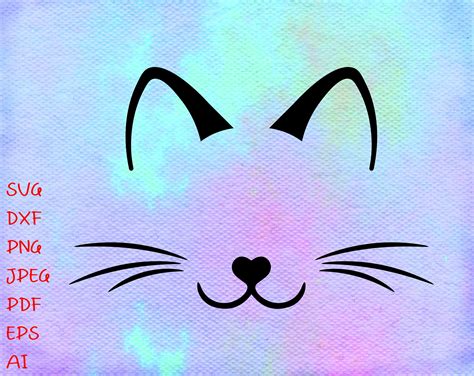 Cat Face Svg Kitten Whiskers Svg Cat Face Clipart Kitty Cat Etsy