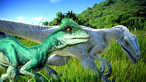 4 White Velociraptor Vs 4 Blue Deinonychus Dinosaurs Fight 🌍 Jurassic World Evolution Youtube