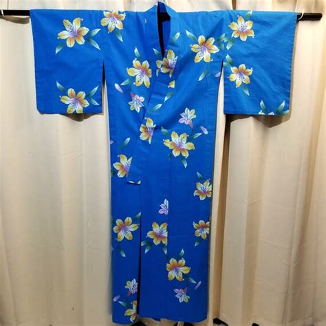 Vintage Japanese Yukata Summer Kimono Cotton Robe Cov Gem