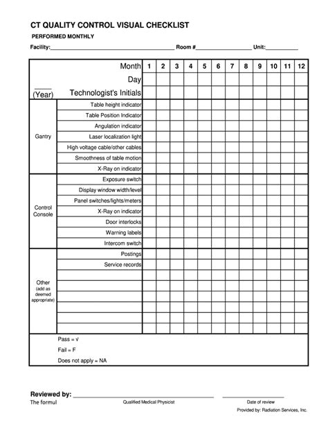 Ct Quality Control Visual Checklist Form Fill Out And Sign Printable