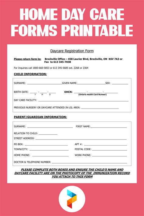 Home Day Care Forms Printable Home Day Care Daycare Forms Daycare