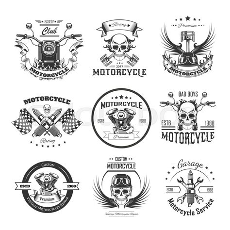 Make a motor club logo design online with brandcrowd's logo maker. Motorcycle or bikers club logo ... | Stock Vector | Colourbox