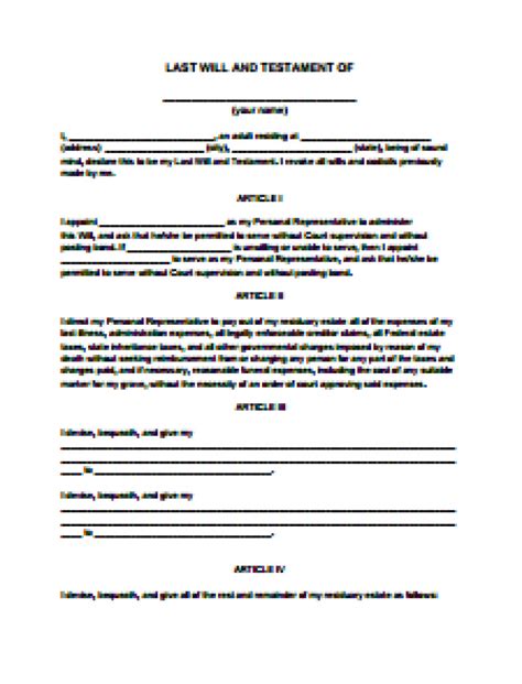 Don't wait, get your printable will template today! Free Printable Last Will And Testament Blank Forms Florida
