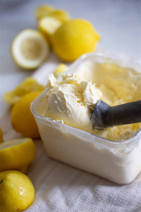 Creamy Lemon Ice Cream Recipe Lemon Ice Cream Lemon Custard Ice Cream Chilled Desserts
