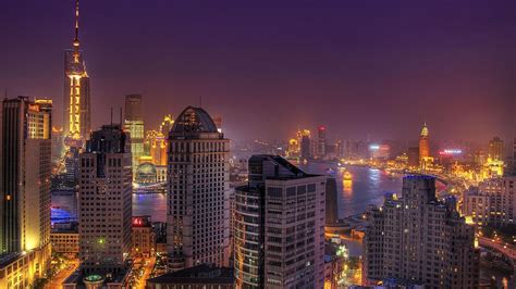 Shanghai Night View China City Photography Wallpaper