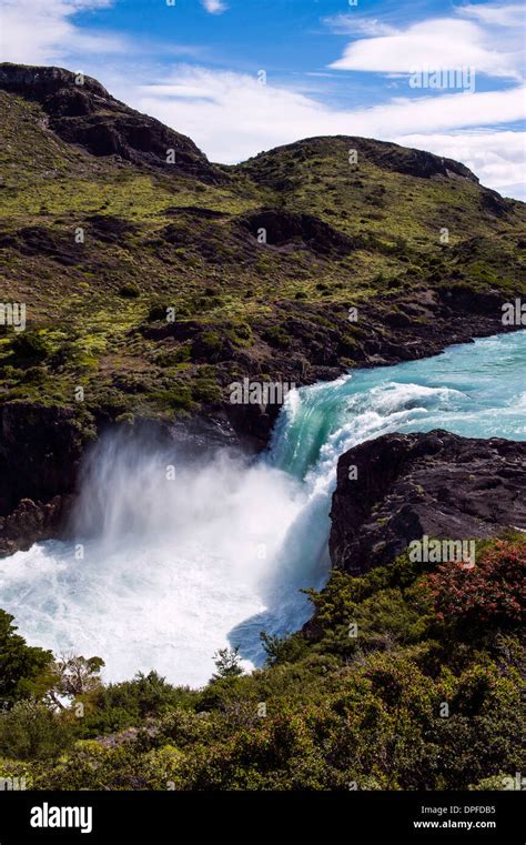 Salto Grande Waterfall In The Torres Del Paine National Park Patagonia