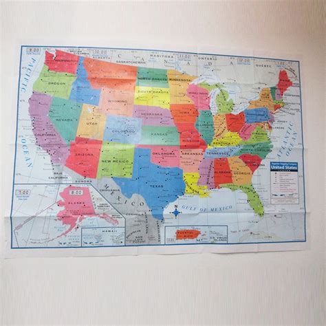 United States Usa Wall Map Poster 40x28 Multi Color Paper Mural Fact