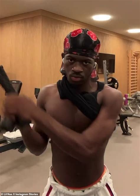 Lil Nas X Shows Off His Washboard Abs In A Shirtless Instagram Selfie During An Intense Workout