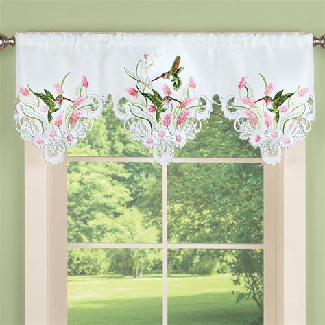 Floral Embroidered Hummingbird Valance Curtain Collections Etc