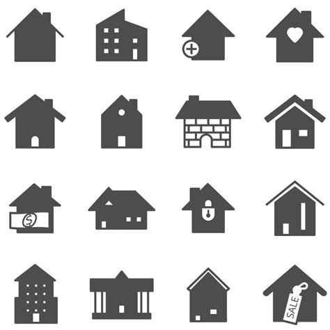 Set Of Home Icon Vector Illustrator House Linear Line Silhouette