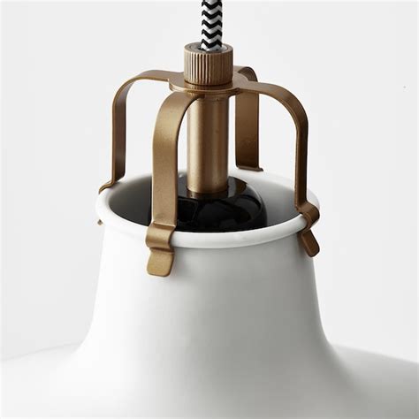 Ranarp lamps are reminiscent of the past, crafted with details like the steel joints and striped textile cord. RANARP Pendant lamp, off-white, 38 cm - IKEA