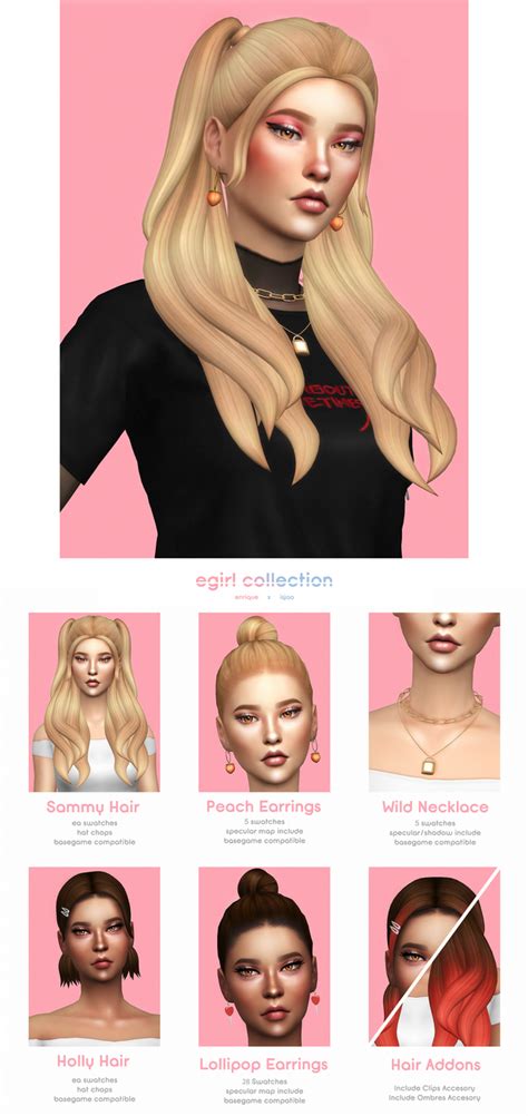 Egirl Collection Enrique X Isjao Patreon Sims Hair The Sims 4