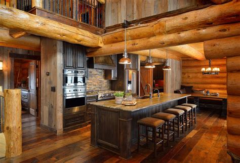 How To Build A Rustic Log Cabin Kitchen Rustic With Kitchen Island