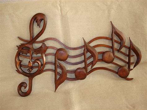 Music Notes Wood Staff With Notes Music Wood Sign Carving Wall Home