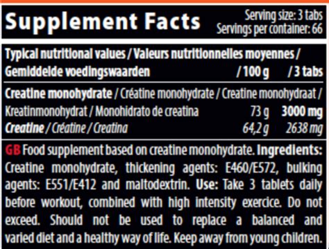 Créatine Monohydrate 200 Comprimés Qnt Healthy Lifefr