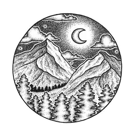 Stippled Mountain Landscape Prints Stickers And More Available