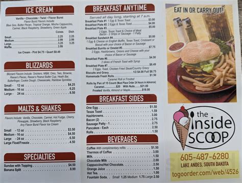 The Inside Scoop menus in Lake Andes, South Dakota, United States