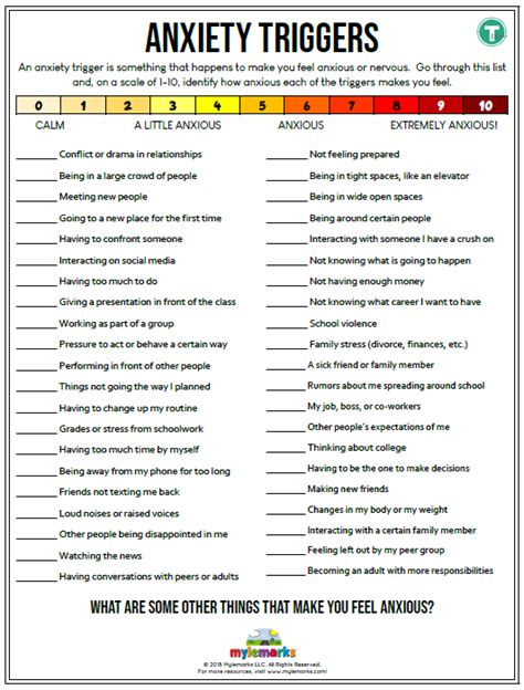 Printable Anxiety Triggers Worksheet Printable Word Searches