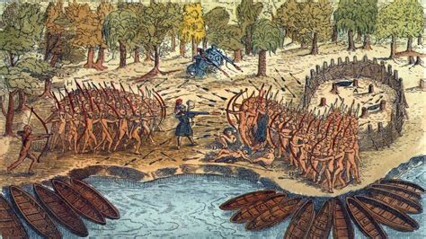 1609 Battle Of Lake Champlain Huron Algonquin Montagnais Warriors