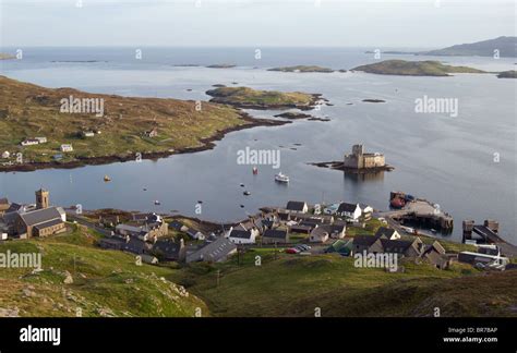 View Over Castlebay Main Town On The Isle Of Barra Outer Hebrides