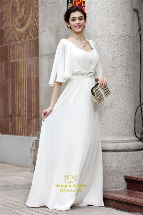 White Long Sleeve Evening Dress Made In Europe Brands Girl Dresses