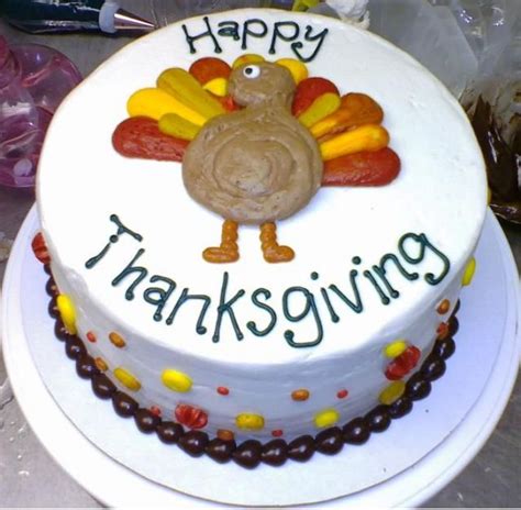 When it comes to cake vs. White Thanksgiving turkey cake with colorful decor.JPG ...